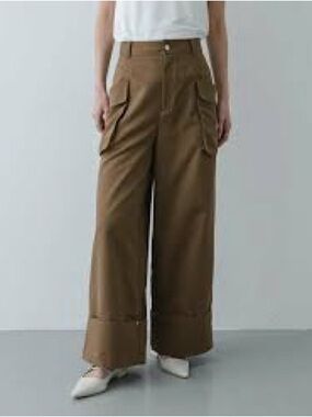 Spense Brown High-Rise Wide-Leg Cargo Pants